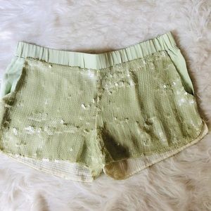 ELIZABETH & JAMES Mint Green Sequin Shorts Sz S